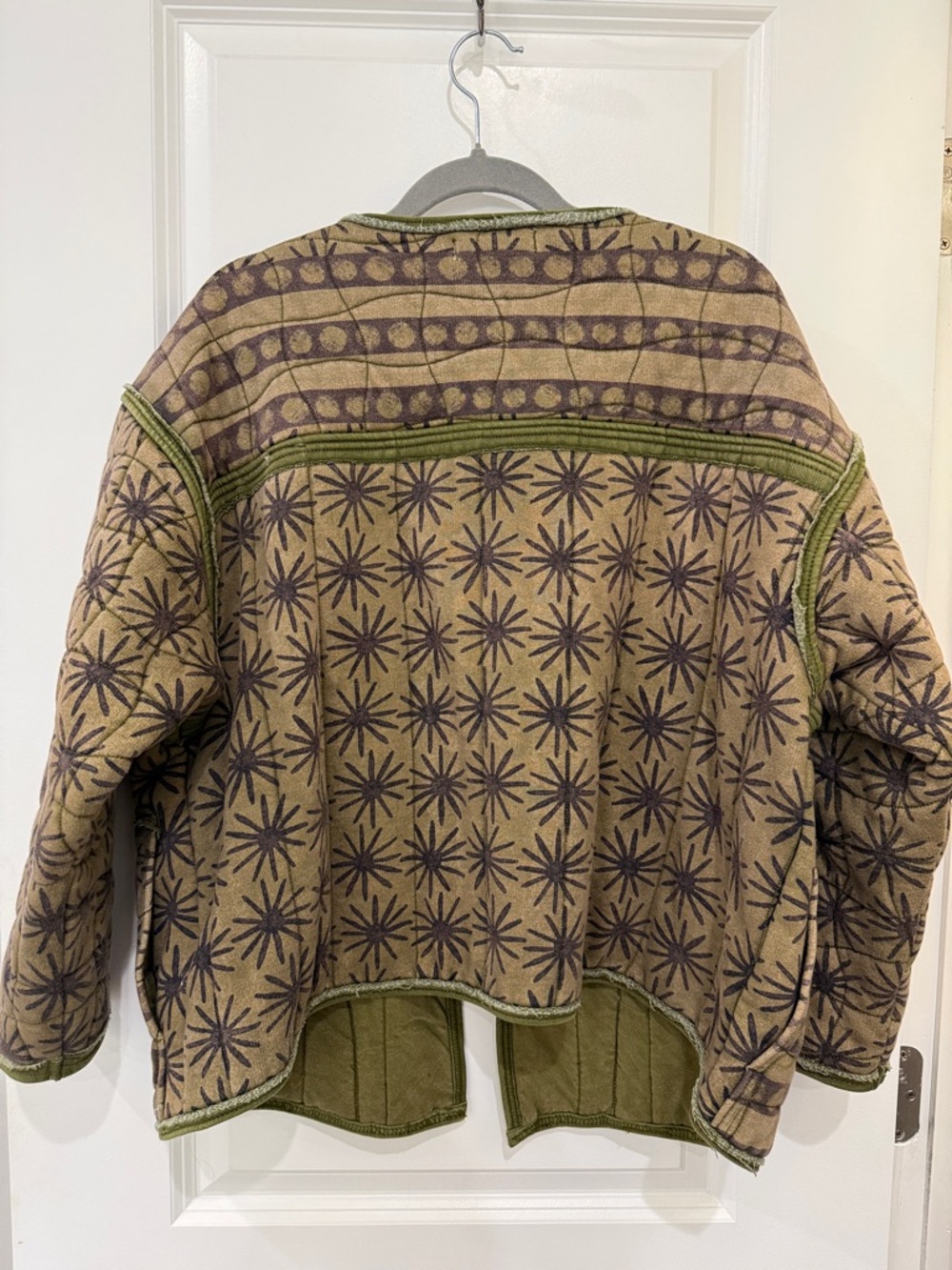 Quilted Patterned Olive Jacket - Picture 5 of 8